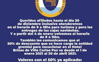 Cajas Navideñas y hotel en Carlos Paz