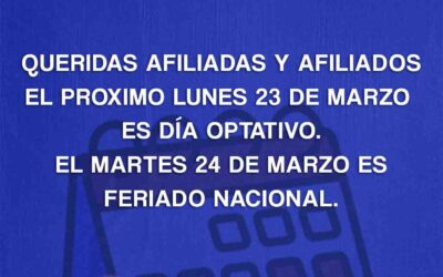 Feriado optativo y feriado nacional