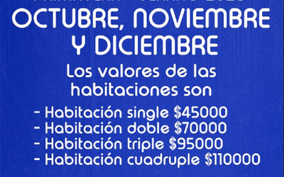 Valores Hotel Octubre, Noviembre y Diciembre